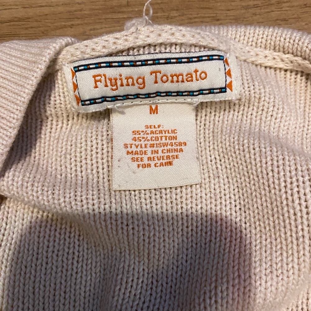 Cream Hooded Cardigan with Fringe and Pattern - Picture 9 of 17